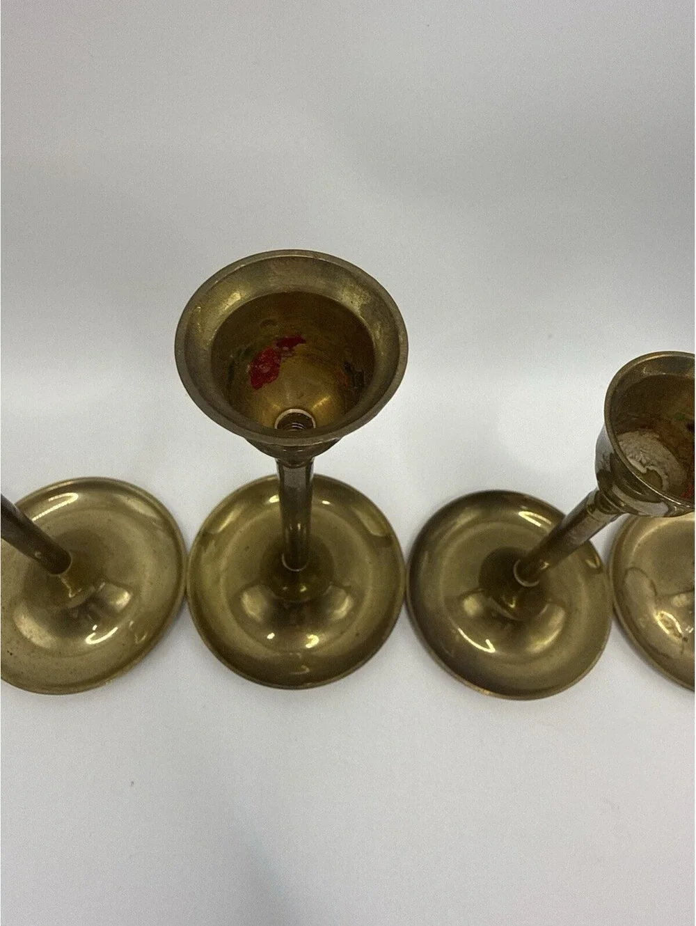 Vintage Brass Candle Holders Graduated Tapered Set of 7 Candlesticks Taiwan